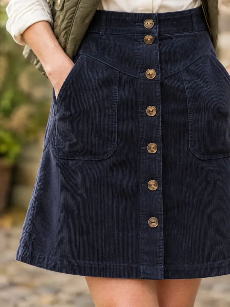 Inkwell Cord Button Skirt, detail