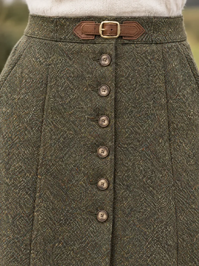 Cobble Tweed-Effect Skirt, detail