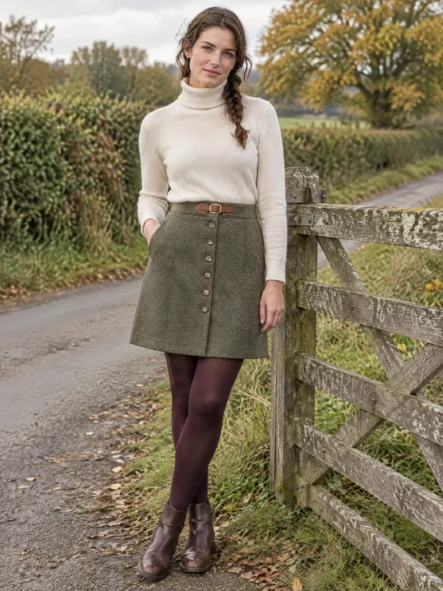 Cobble Tweed-Effect Skirt