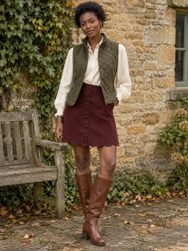 Oxbow Scallop-Hem Skirt