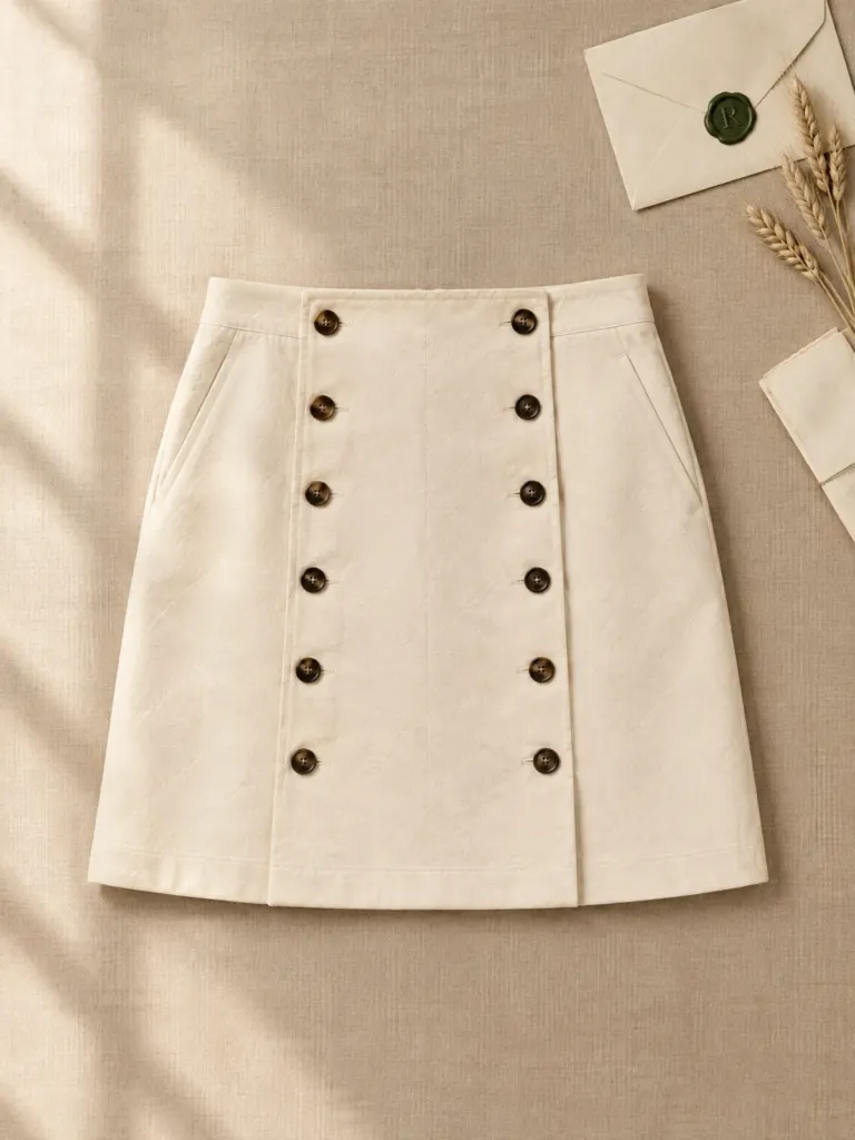 Meadowsweet Double-Button Skirt, on its own