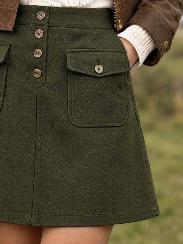 Seedhead Pocket-Flap Skirt, detail
