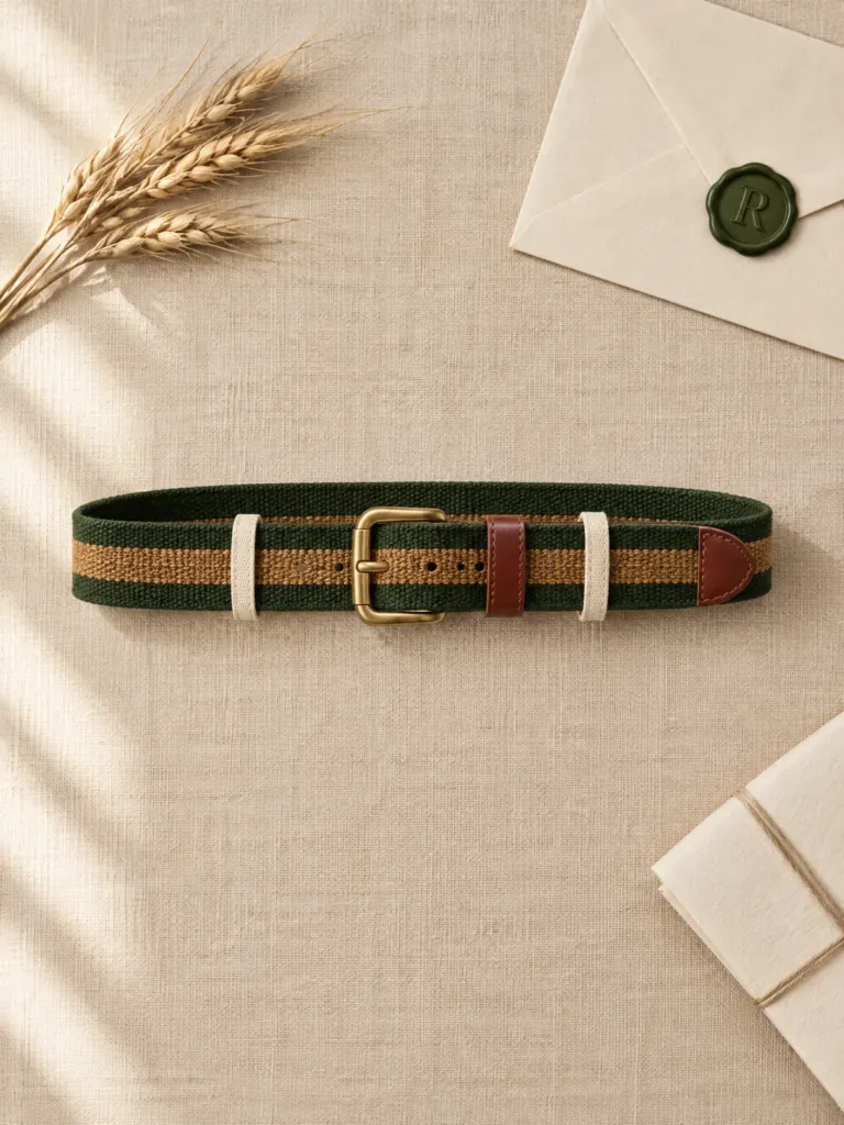 Satchel Stripe Webbing Belt, on its own