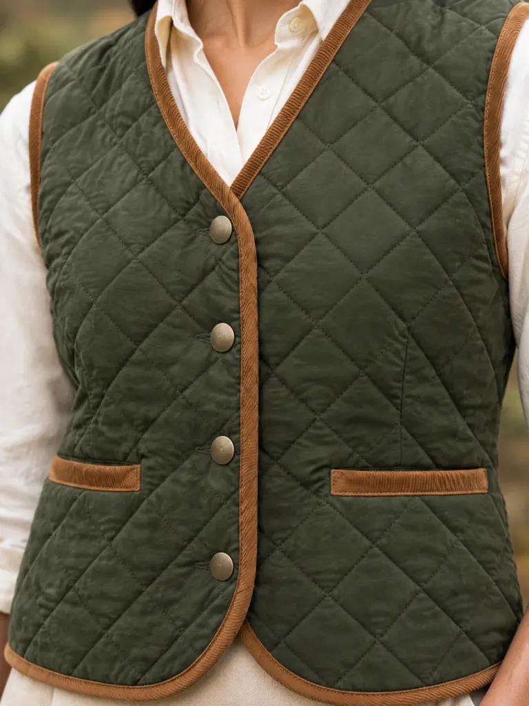 Parcel Diamond-Quilt Waistcoat, detail