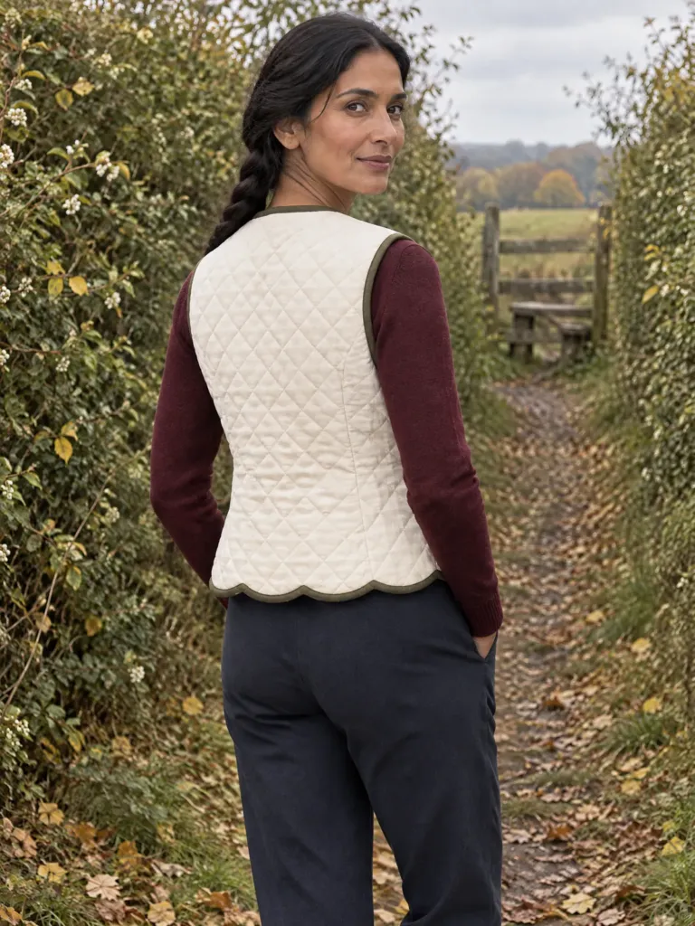 Lamplight Scallop-Edge Waistcoat, another angle