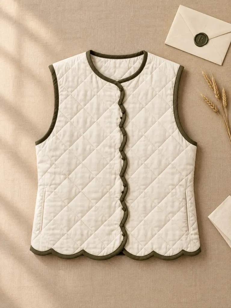 Lamplight Scallop-Edge Waistcoat, on its own